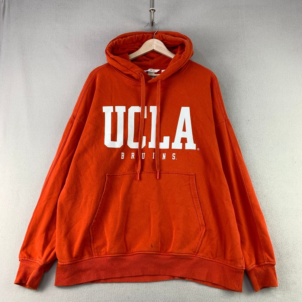 UCLA Bruins Hoodie Mens Medium Orange Varsity Logo Midweight Pullover H&M Preppy